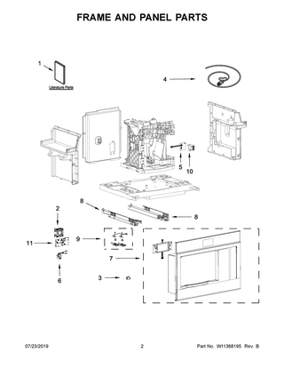Frame And Panel Parts Diagram and Parts List for JJB6424HM0  Maytag Coffee Maker