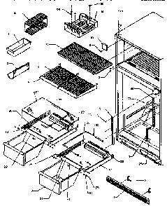 Cabinet Shelving Diagram and Parts List for TXI18R2-P1179501W  Amana Refrigerator