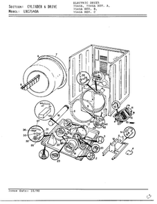 Cylinder And Drive Diagram and Parts List for 7540A REV C Norge Dryer