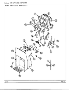 Ice And Water Dispenser Diagram and Parts List for 62143-0A  Admiral Refrigerator