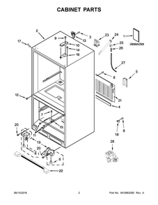 Cabinet Parts Diagram and Parts List for MBF1958FEH00  Maytag Refrigerator