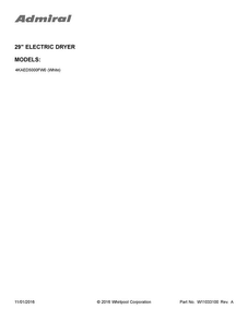 Cover Sheet Diagram and Parts List for 4KAED5000FW0  Admiral Dryer