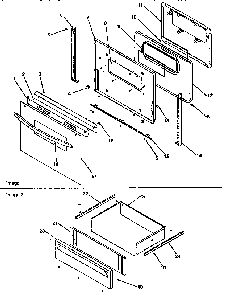 Oven Door And Storage Drawer Diagram and Parts List for ART6110W P1143447NW Amana Range
