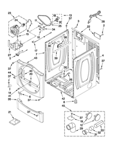 Cabinet Parts Diagram and Parts List for NGD7300WW0  Amana Dryer
