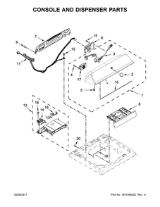 Console And Dispenser Parts Diagram and Parts List for 7MMVWB835EW1  Maytag Washer