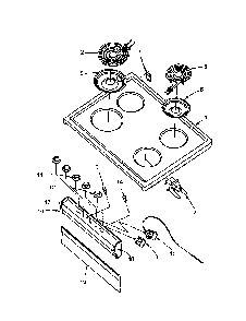 Main Top Diagram and Parts List for EHS2672W P1142480NW Amana Range
