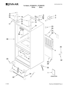 Cabinet Parts Diagram and Parts List for JFC2089WTB1  Jenn-Air Refrigerator