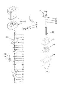 Motor And Ice Container Parts Diagram and Parts List for JS48PPDUDB01  Jenn-Air Refrigerator