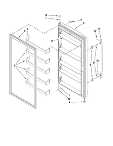 Door Parts Diagram and Parts List for AQF1201TRW03  Amana Freezer