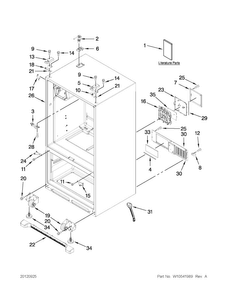Cabinet Parts Diagram and Parts List for JFI2089AEP12  Jenn-Air Refrigerator