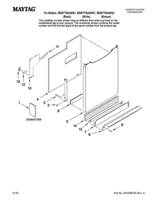 Door And Panel Parts Diagram and Parts List for MDBTT60AWB1  Maytag Dishwasher