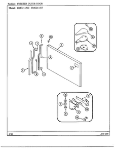 Freezer Outer Door Diagram and Parts List for HMG-211560  Admiral Refrigerator