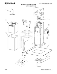 Hood Parts Diagram and Parts List for JXI5042WS  Jenn-Air Range Hood