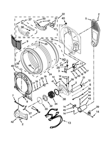 Bulkhead Parts Diagram and Parts List for MGD3500FW0  Maytag Dryer