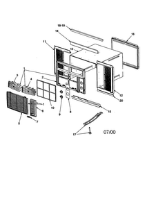 Outer Case Assembly Diagram and Parts List for RC05890A1D REV A Amana Air Conditioner