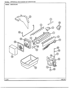 Optional Ice Maker Kit Diagram and Parts List for 501040  Admiral Refrigerator
