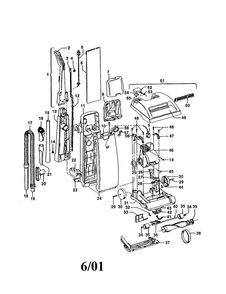 Dimension Diagram and Parts List for U5227-930  Hoover Upright Vacuum