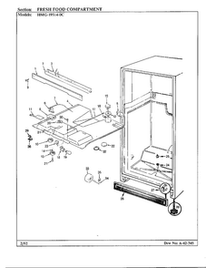 Fresh Food Compartment Diagram and Parts List for 19514-0A  Admiral Refrigerator