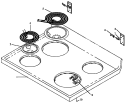 MAIN TOP ASSY Diagram and Parts List for SNE26ZZ P1142455N W Amana Cooktop