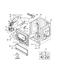 Lower Cabinet And Front Panel Parts Diagram and Parts List for MLE27PDBGW0  Maytag Dryer