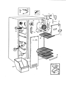 Freezer Compartment Diagram and Parts List for RC20LA-2AD-BU01A  Magic Chef Refrigerator