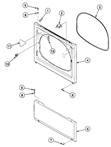 Front Panel Diagram and Parts List for SSEH07WJ1500  Speed Queen Dryer