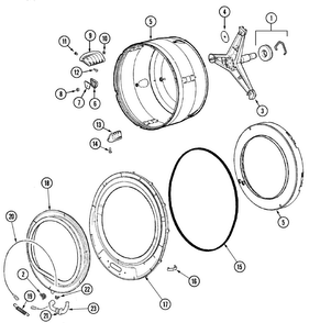 Spinner Assembly & Outer Tub Cover Diagram and Parts List for PVTEST1Q  Maytag Washer