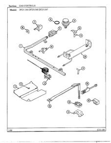 Gas Controls Diagram and Parts List for DF251369  Magic Chef Range