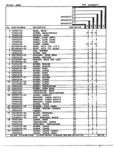 Body Page 2 Diagram and Parts List for DF454670  Magic Chef Range