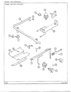 Gas Controls Diagram and Parts List for DF255670  Magic Chef Range