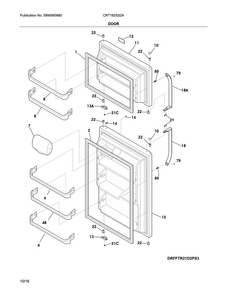 Door Diagram and Parts List for CRT182SS2A  Crosley Refrigerator