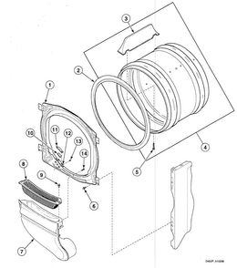 Cylinder Diagram and Parts List for SDG309LF  Speed Queen Dryer