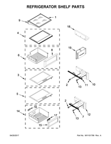 Refrigerator Shelf Parts Diagram and Parts List for JS48NXFXDE01  Jenn-Air Refrigerator