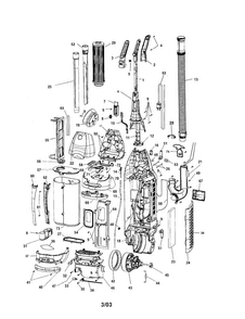 Handle/hose/motor Cover Diagram and Parts List for U6616-900  Hoover Upright Vacuum