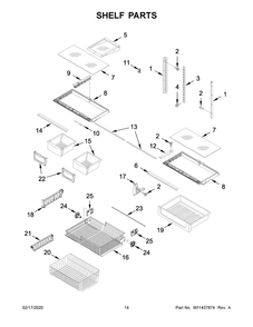 Shelf Parts Diagram and Parts List for MBR1957FEZ04  Maytag Refrigerator