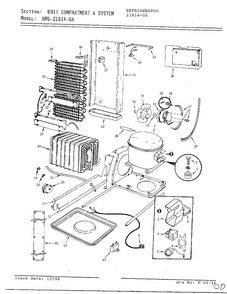 Unit Compartment And System Diagram and Parts List for 21814-0A  Admiral Refrigerator