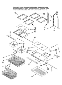 Shelf Parts Diagram and Parts List for ABB2227VEB10  Amana Refrigerator
