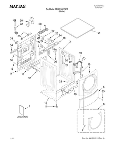 Top And Cabinet Parts Diagram and Parts List for MHWE300VW13  Maytag Washer