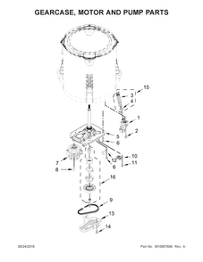 Gearcase, Motor And Pump Parts Diagram and Parts List for NTW4516FW1  Amana Washer