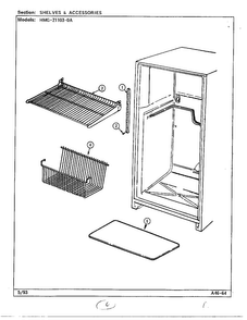 Shelves And Accessories Diagram and Parts List for 21103-0A  Admiral Refrigerator