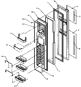 Freezer Door Diagram and Parts List for SXD25N-P1162419W  Amana Refrigerator