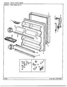 Fresh Food Door Diagram and Parts List for 39825-7A  Admiral Refrigerator