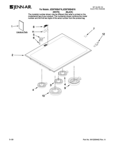 Cooktop Parts Diagram and Parts List for JES8750BAB16  Jenn-Air Range