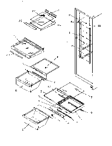 Refrigerator Shelving And Drawers Diagram and Parts List for SXD22S2E-P1190416WE  Amana Refrigerator