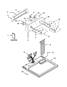 Top And Console Parts Diagram and Parts List for NGD4705EW0  Amana Dryer