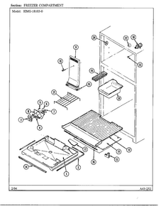 Freezer Compartment Diagram and Parts List for 18103-0  Admiral Refrigerator