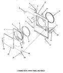 LOADING DOOR, FRONT PANEL & SEALS Diagram and Parts List for HE4203  Speed Queen Dryer