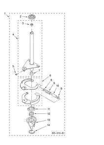 Brake And Drive Tube Parts Diagram and Parts List for MVWC700VW0  Maytag Washer