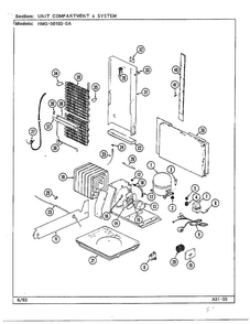 Unit Compartment And System Diagram and Parts List for 50103-0A  Admiral Refrigerator