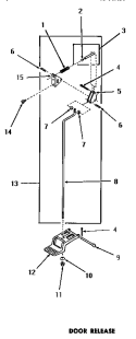 DOOR RELEASE Diagram and Parts List for DG3350  Speed Queen Dryer